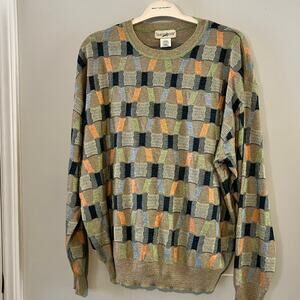 Vintage y2k TravelSmith Patchwork Crewneck Sweater (XL Men)